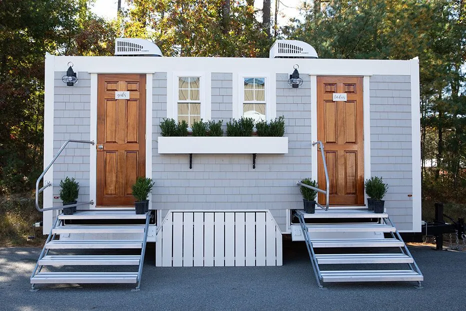 Wedding restroom units discretely staged at a venue in San Jose, California